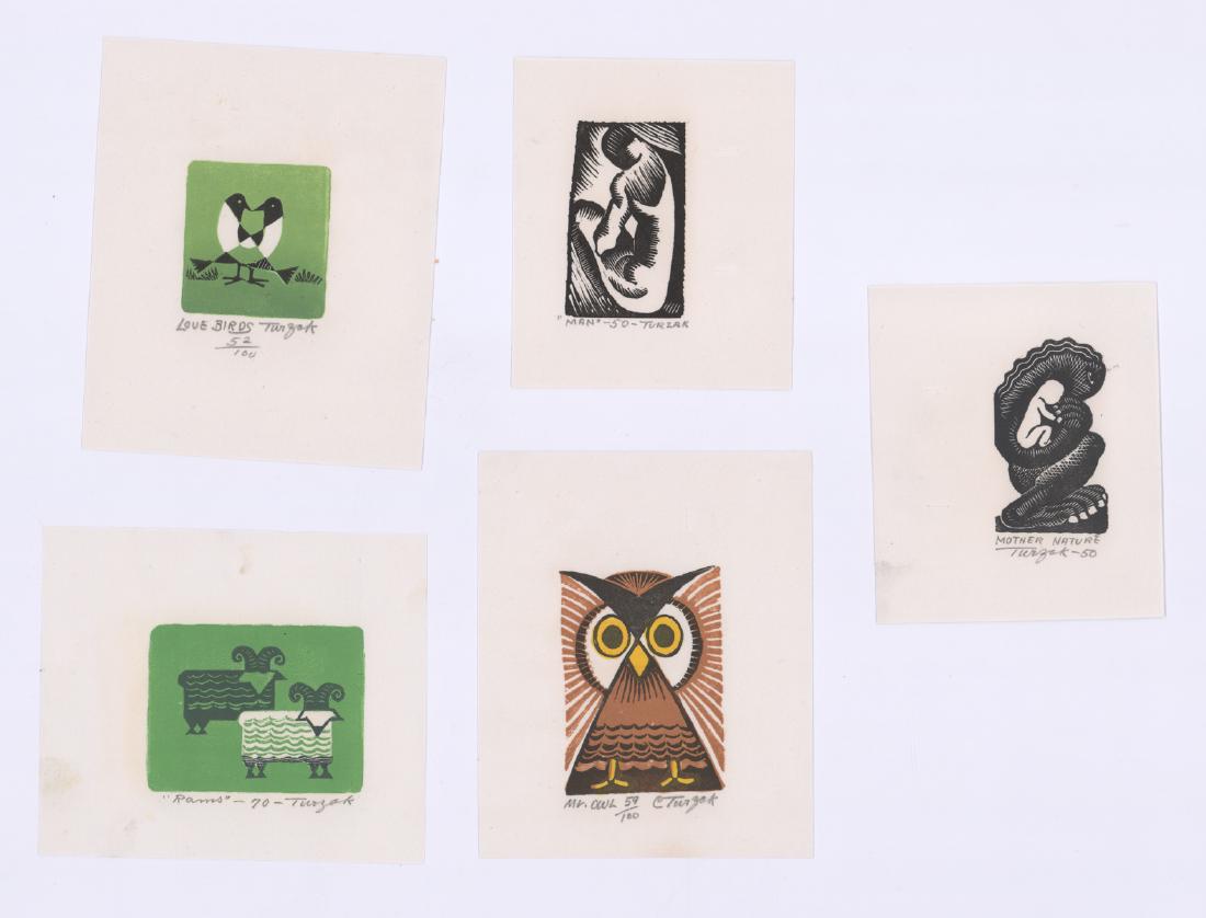 Charles Turzak Signed Woodcuts [Animals, Humans] (1 of 7)