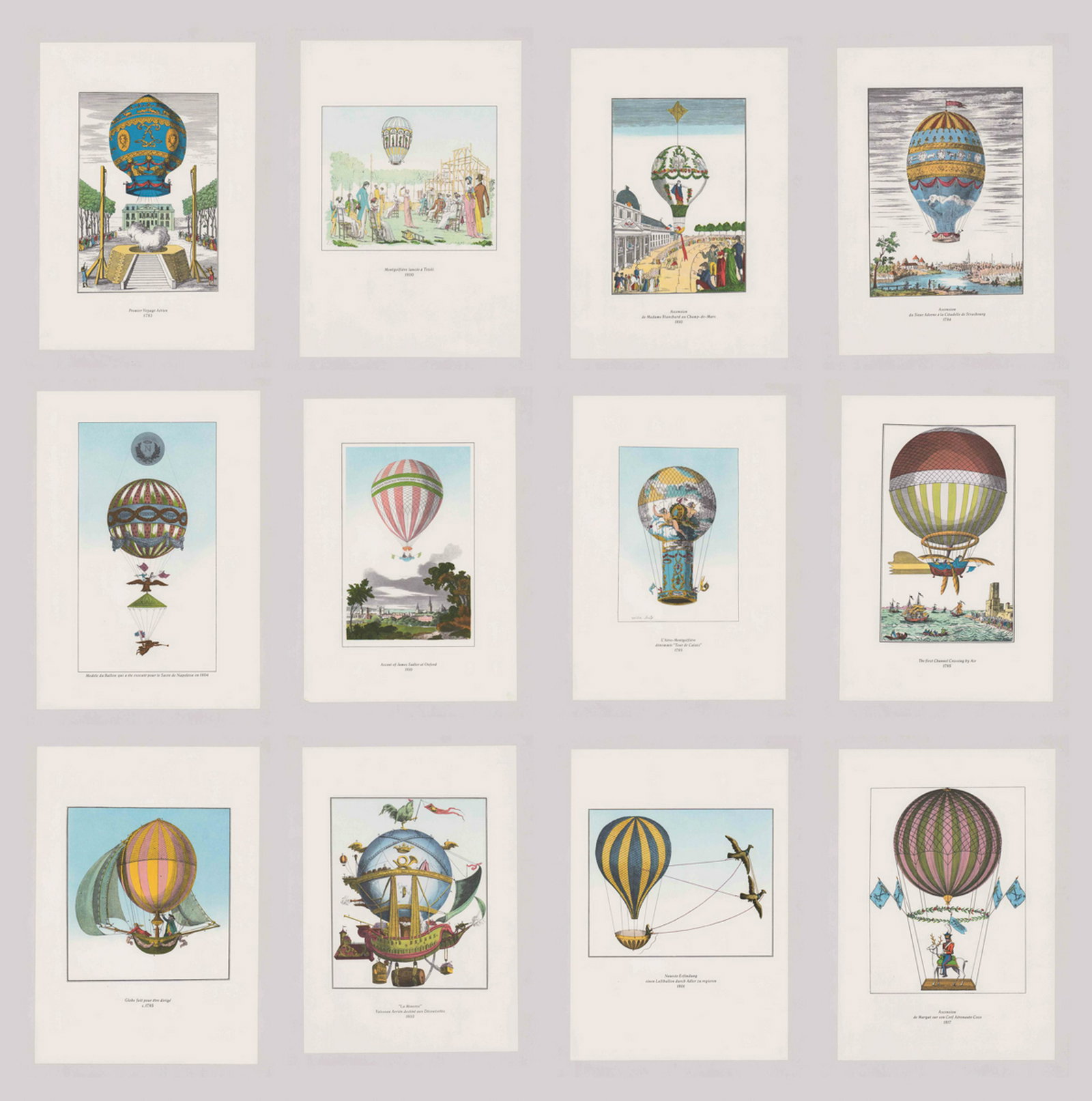 Hot Air Balloonists Color Lithographs [Balloons] (1 of 20)