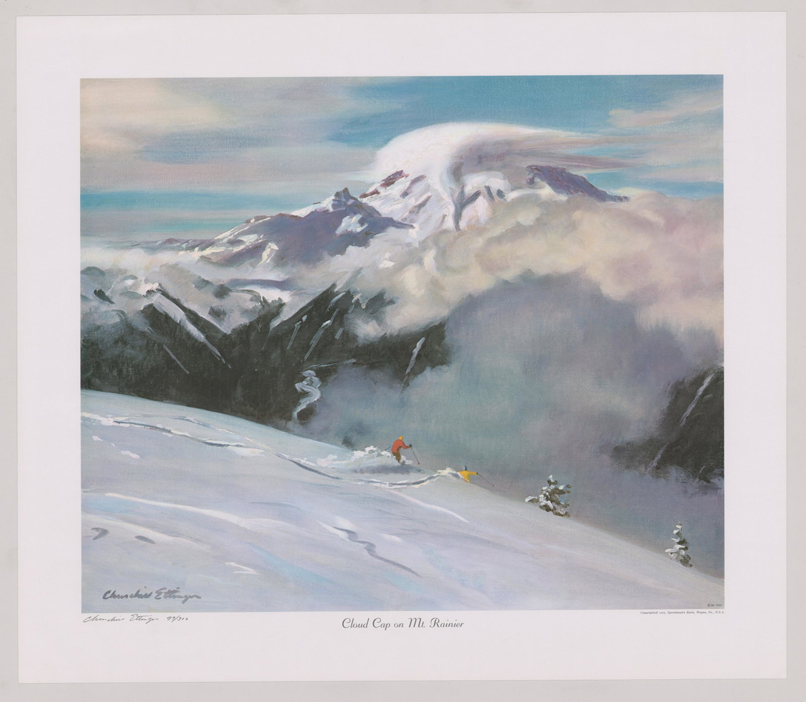 Churchill Ettinger Signed Litho [Mr. Rainier, Ski] (1 of 2)