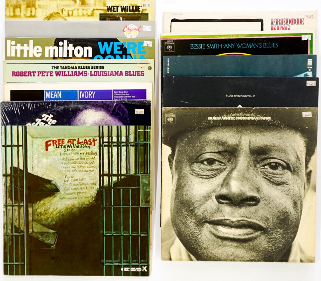 Vintage Blues Assorted LP: Group of twelve assorted vintage Blues albums. Includes: 1) Little Milton; Chess CH 9252. EX. 2) Robert Pete Williams; Takoma TAK 7011. VG-EX/EX. 3) Ivory Joe Hunter; Grand Prix Series K 415, light sc