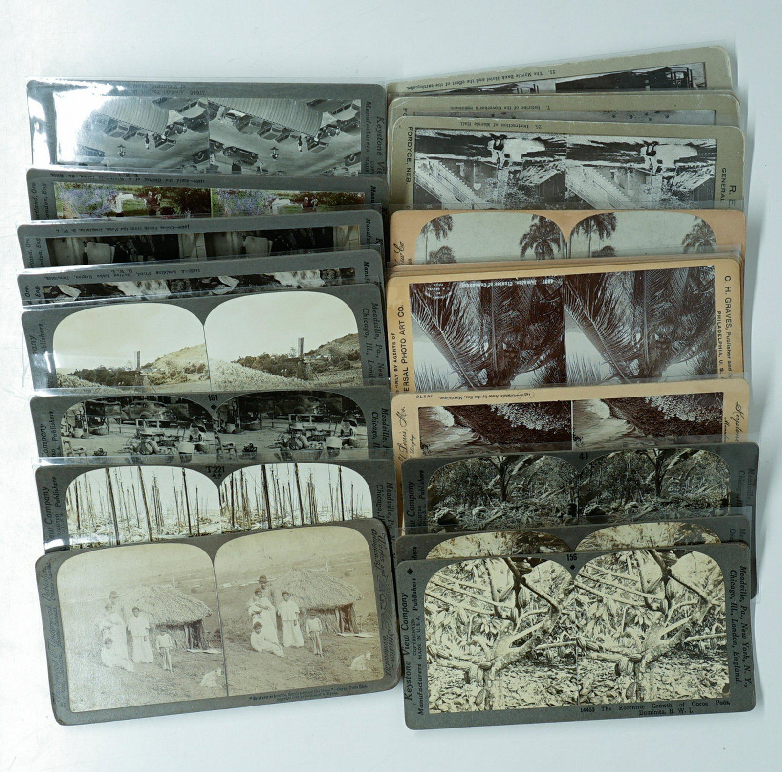 Antique Stereoviews [The Indies] (21): Caribbean Sea group of (21) Antique Stereoviews. Curved, Slightly curved and Flat mounts. Provenance: Texas collection. If lot is absent of a condition report a condition report may be requested via e