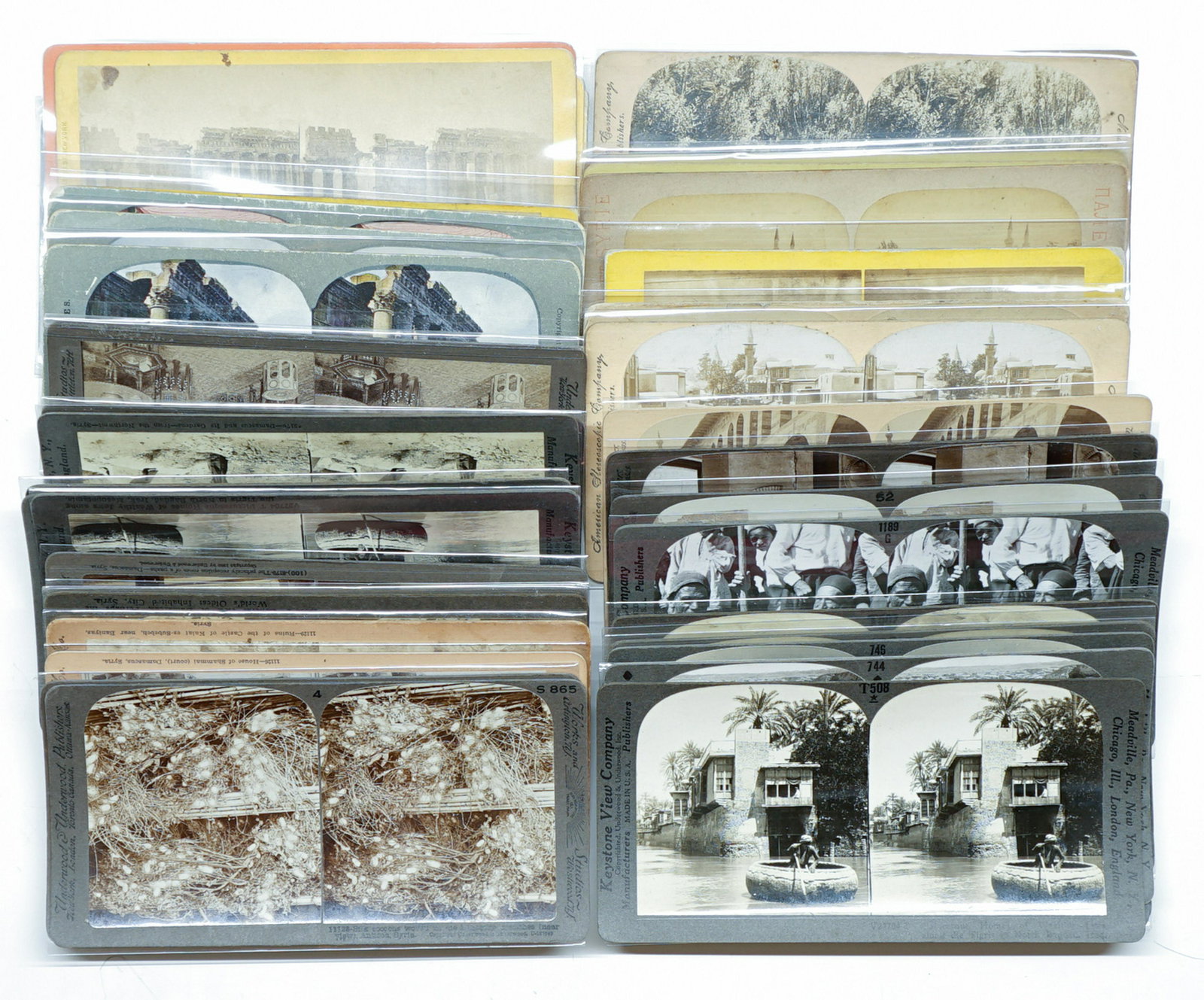 Antique Stereoviews [Middle East] (47): Iraq and Syria. Group of (47) antique stereoviews. Curved, slightly curved and flat mounts. Provenance: Texas collection. If lot is absent of a condition report a condition report may be requested via