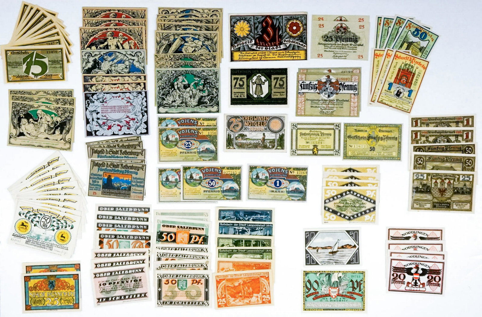 [Germany, Notgeld] Group of (108): A group of 108 notgeld and/or currency from Germany. They measure from 2.25 in. x 3.5 in to 3 in. x 5 in. Condition varies. Provenance: Amity Art Foundation, Inc. If lot is absent of a condition repor