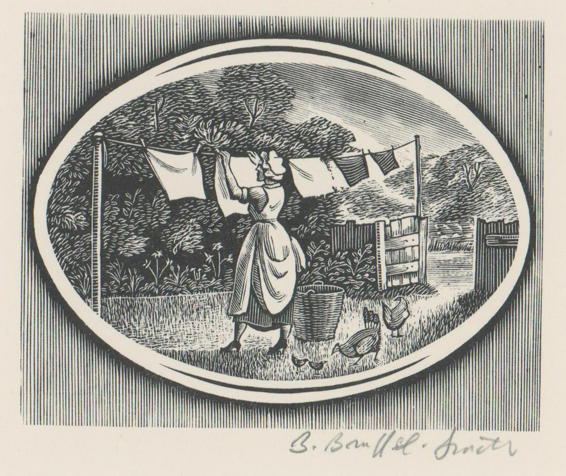 Bernard Brussel-Smith Engraving [Woman, Laundry] (1 of 3)