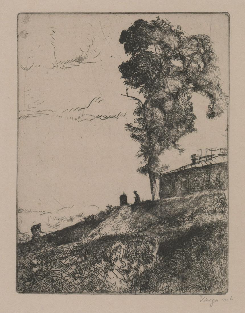 Nandor Lajos Varga Etching [Chopping Firewood] (1 of 4)
