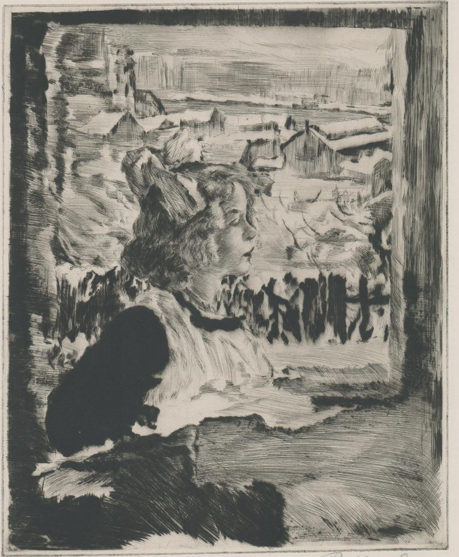 Stephen Csoka Signed Etching [Portrait, Girl] (1 of 5)