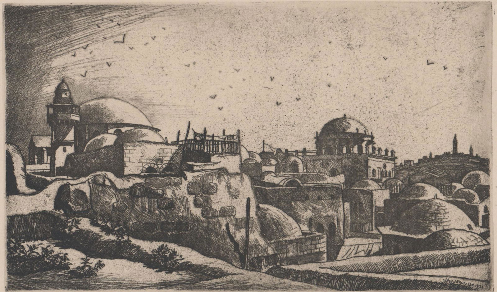 Istvan Zador Etching [Jerusalem Synagogue] (1 of 5)