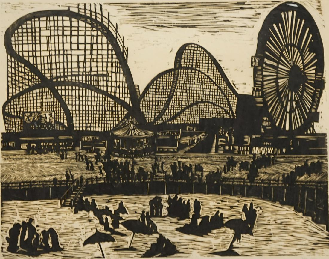 Ruth Leaf Woodcut [Coney Island] (1 of 5)