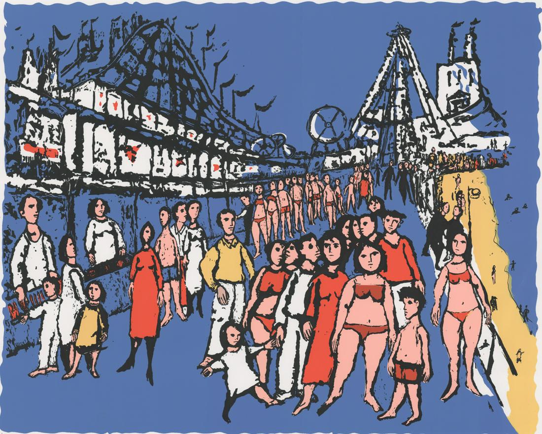 Frank Kleinholz Serigraph [Crowd on Boardwalk] (1 of 5)