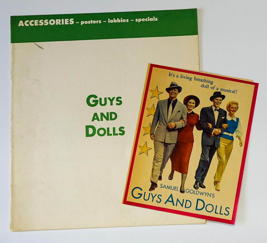 'Guys and Dolls' (MGM) Promotional Poster Catalog: 'Guys and Dolls' Promotional Poster Catalog (MGM) Measures 16 in. x 14 in. Covers are in VG/EX condition, interior pages EX condition. 2nd half of the book pages are stapled as issued. Provenance: For