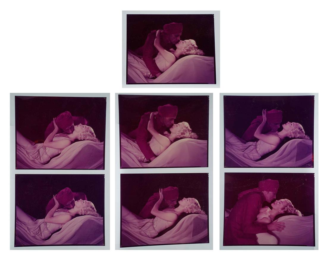 Lana Turner in Rains of Ranchipur Transparencies: Lana Turner in 'The Rains of Ranchipur' group of 7 color transparencies. They measure 8 in. x 10 in. and are in excellent condition. Provenance: Formerly the personal collection of Robert Osborne, the