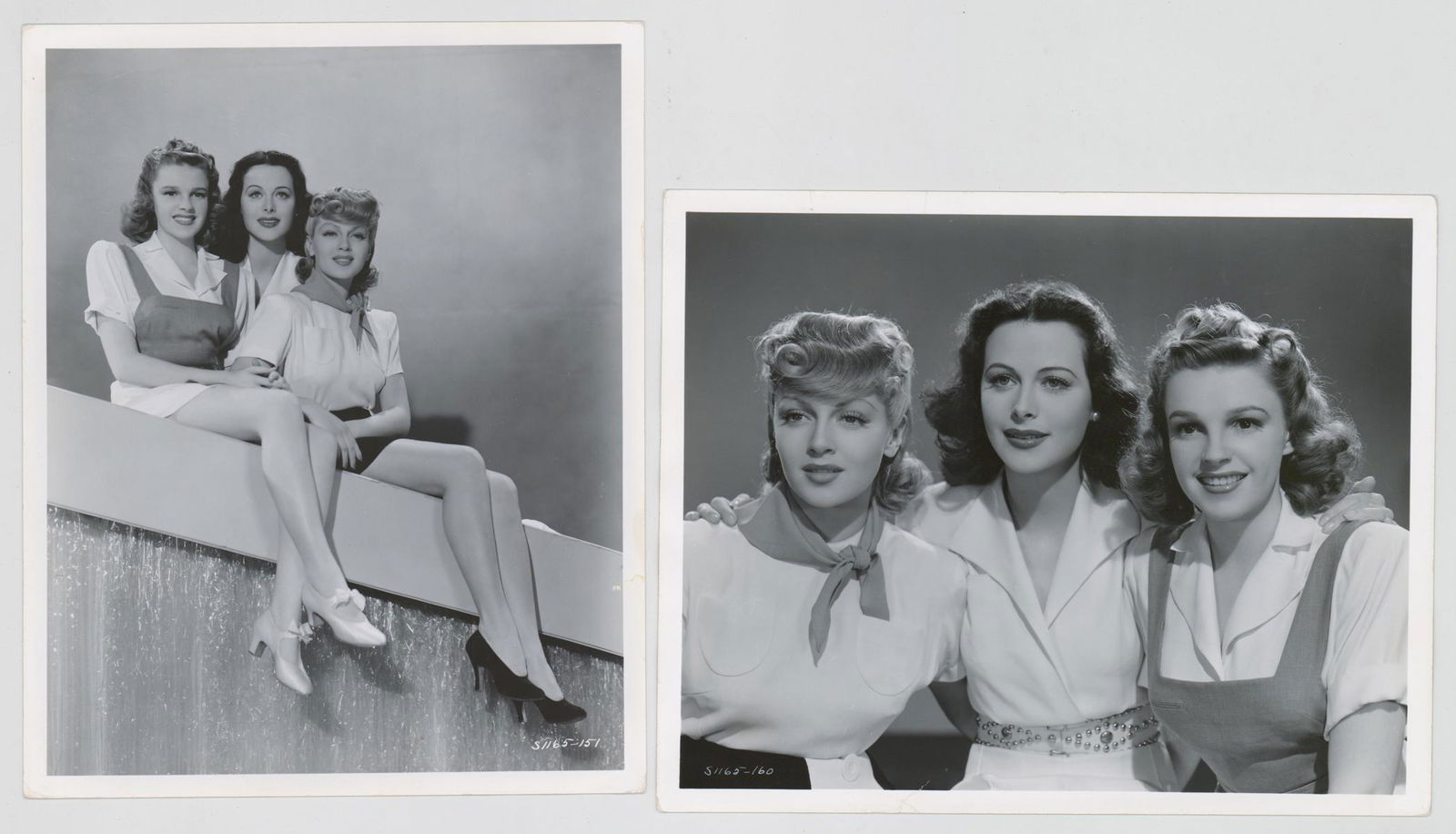 Ziegfeld Girl Publicity Photos (2) [Judy Garland]: Two Judy Garland, Lana Turner and Hedy Lamarr in 'Ziegfeld Girl' vintage publicity still photos photographed by Clarence Sinclair Bull. Rubber stamped 'January 6, 1941' on verso. Semi-glossy surface b