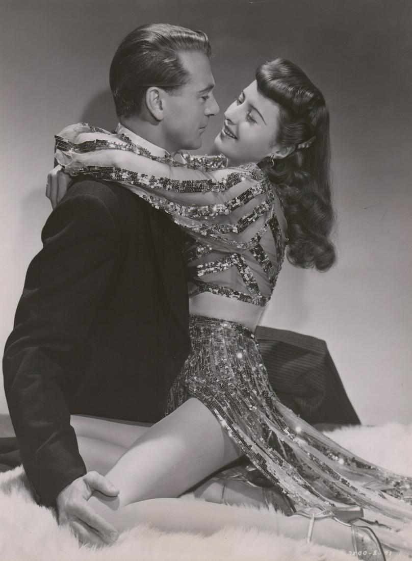 Cooper and Stanwyck by George Hurrell Oversized: Gary Cooper and Barbara Stanwyck in Ball of Fire (RKO, 1941) vintage oversized publicity photo by George Hurrell. Glossy surface, double-weight black and white photographs. They measure approximately 