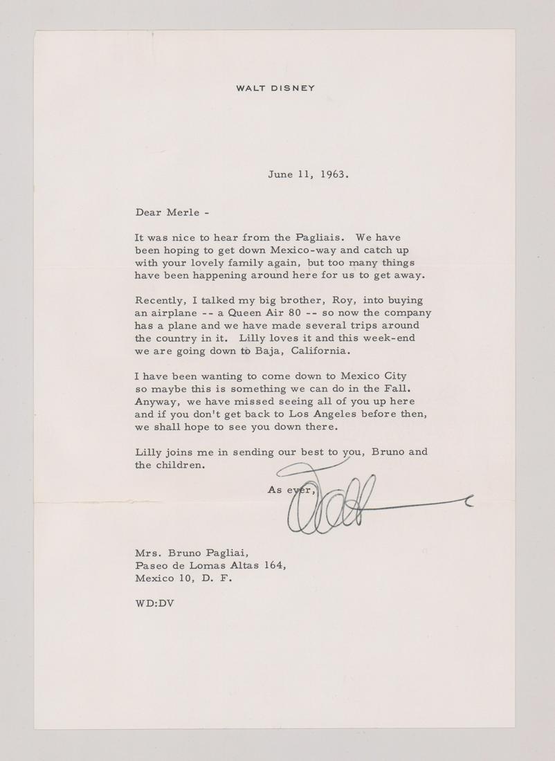 Walt Disney TLS Signed Letter to Merle Oberon (1 of 3)