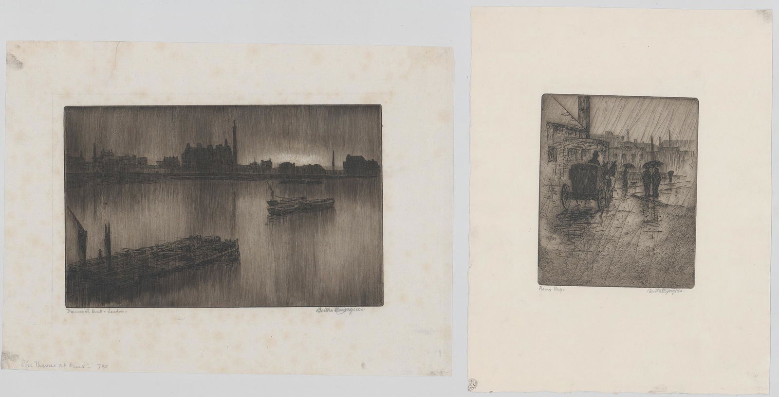Bertha E. Jaques Etchings [Rainy Scene, Thames] (1 of 5)