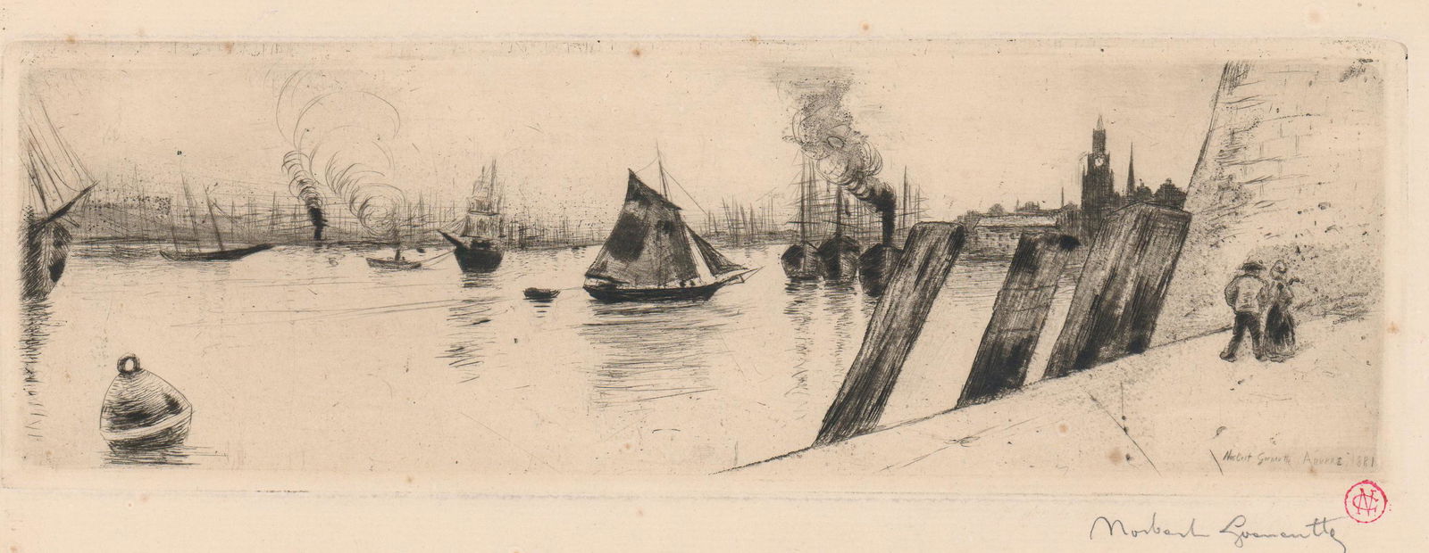 Norbert Goeneutte Etching [Boats from Dock] (1 of 5)