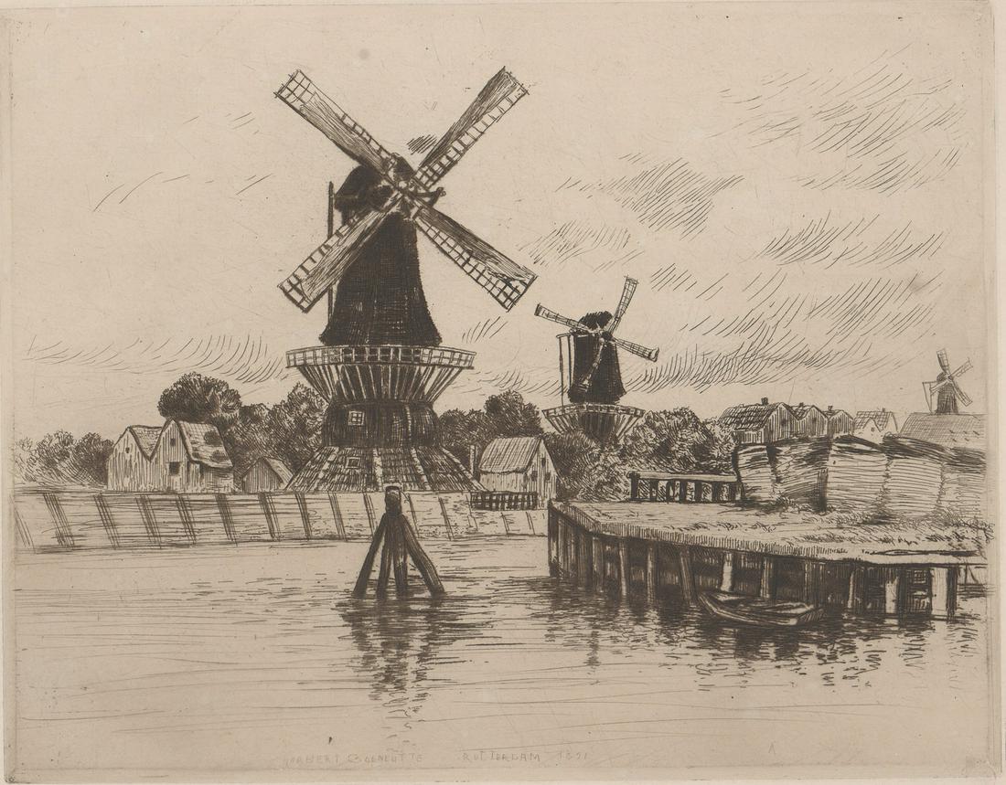 Norbert Goeneutte Etching [Windmills] (1 of 5)