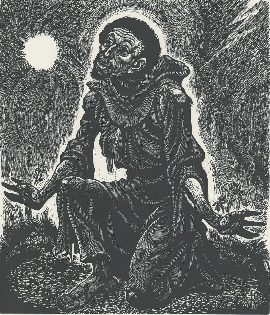 Fritz Eichenberg Wood Engraving [Saint Francis] (1 of 5)