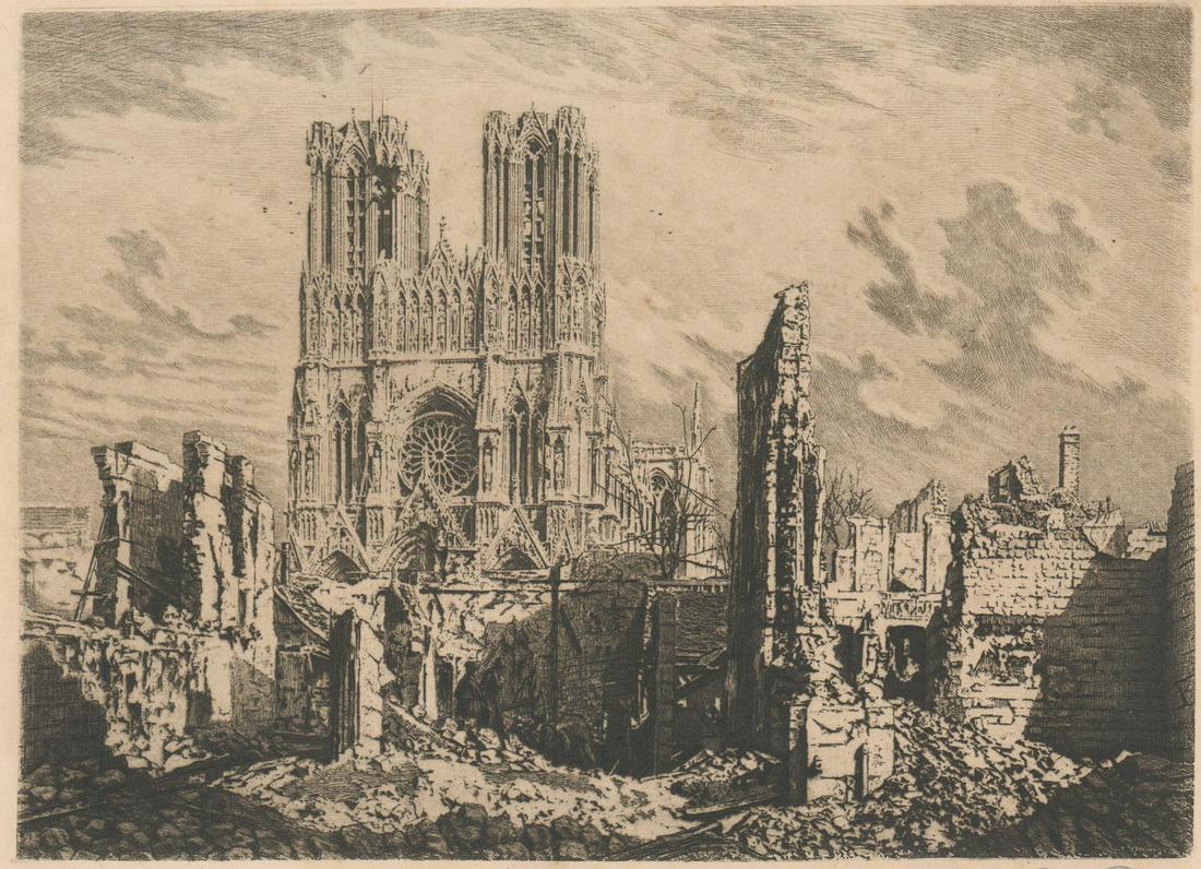 Raoul Varin Signed Etchings [Reims Cathedral] (1 of 5)