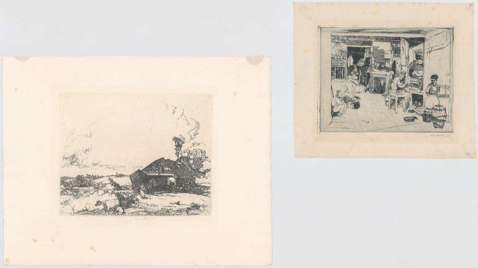 John William Winkler Etchings [Farmhouse, Market] (1 of 5)