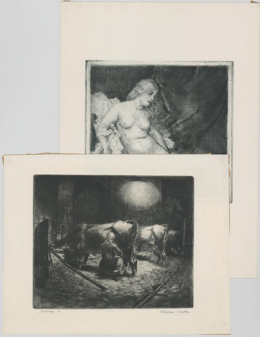 Istvan Csok Etchings [Nude, Milking] (1 of 5)