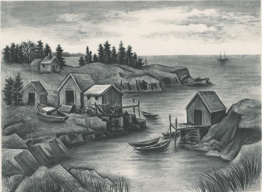 Isaac J Sanger Lithograph [WPA, New England Coast] (1 of 4)