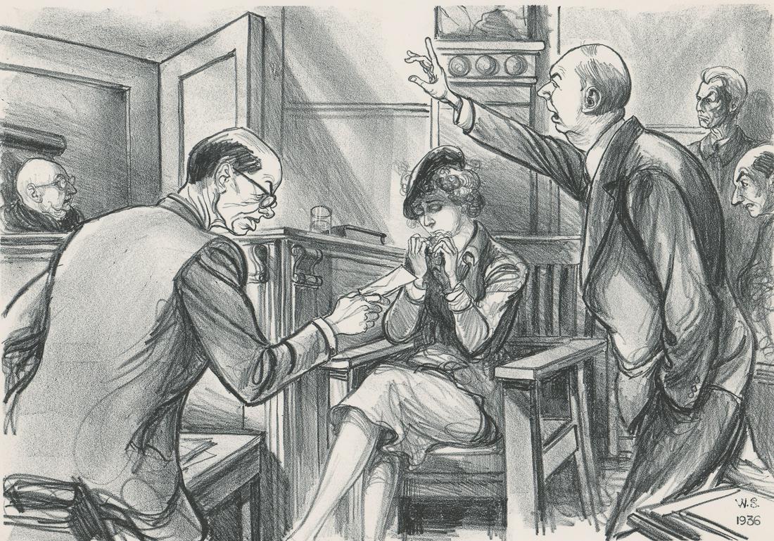 William Sharp Lithograph [Courtroom Scene] (1 of 5)