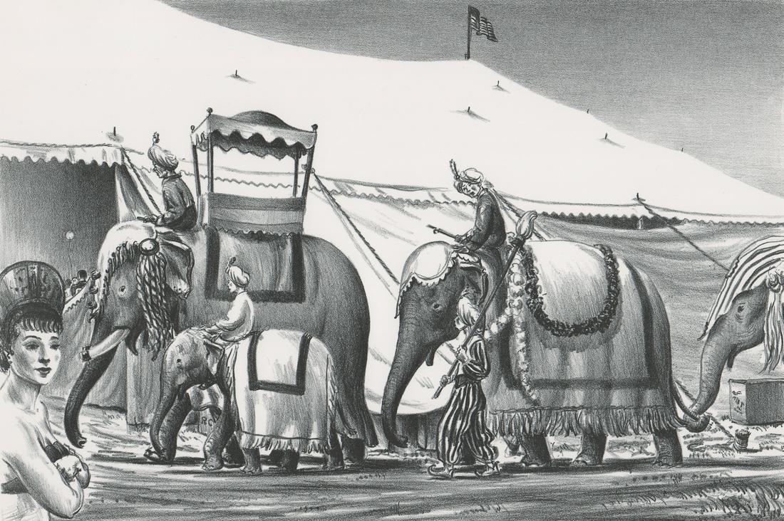 Raymond L Creekmore Litho [AAA, Elephants, Circus] (1 of 4)