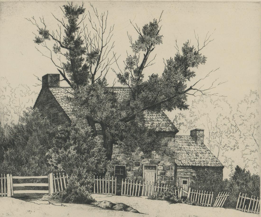 Keith Shaw Williams Etching [Stone House, Tree] (1 of 5)