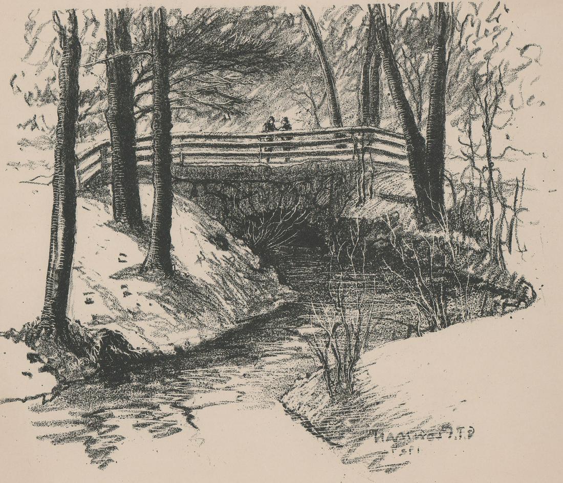 George Taylor Plowman Lithograph [Bridge, Stream] (1 of 4)