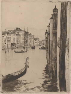 Norbert Goeneutte Etching (Venice): Norbert Goeneutte ( French 1854 - 1894) pencil signed etching. Signed 'Norbert Goenutte' lower right. Plate signed 'Norbert Goeneutte Venezia 1890' lower center. Artists' Monogram (red stamp) lower ri