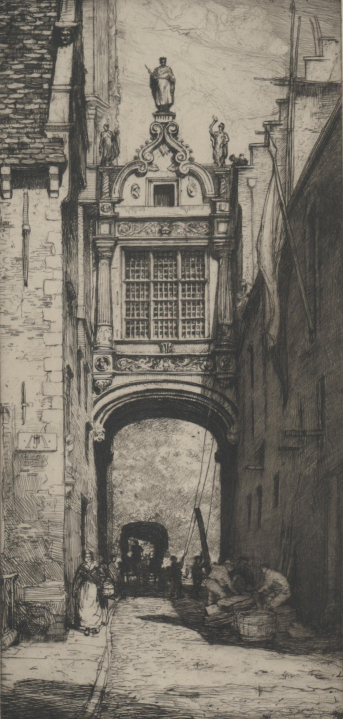 J Hamilton Mackenzie Etching [Street Scene] (1 of 4)