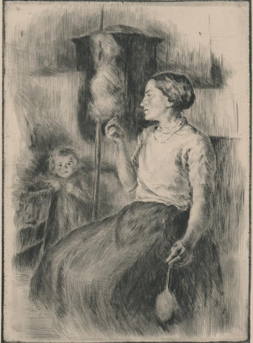 Oszkar Glatz Etching [Woman, Child] (1 of 5)