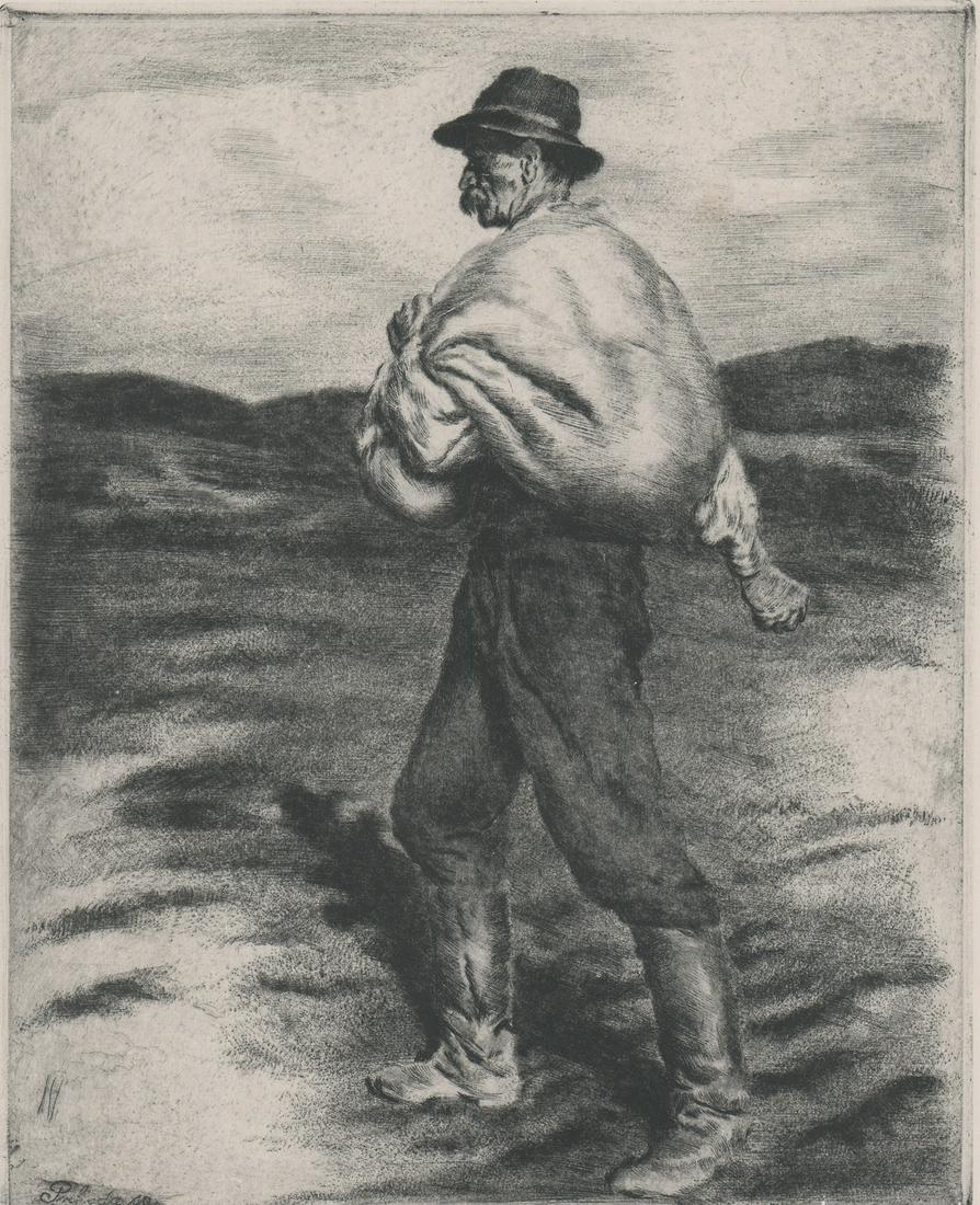 Oszkar Glatz Etching [Man Traveler] (1 of 5)