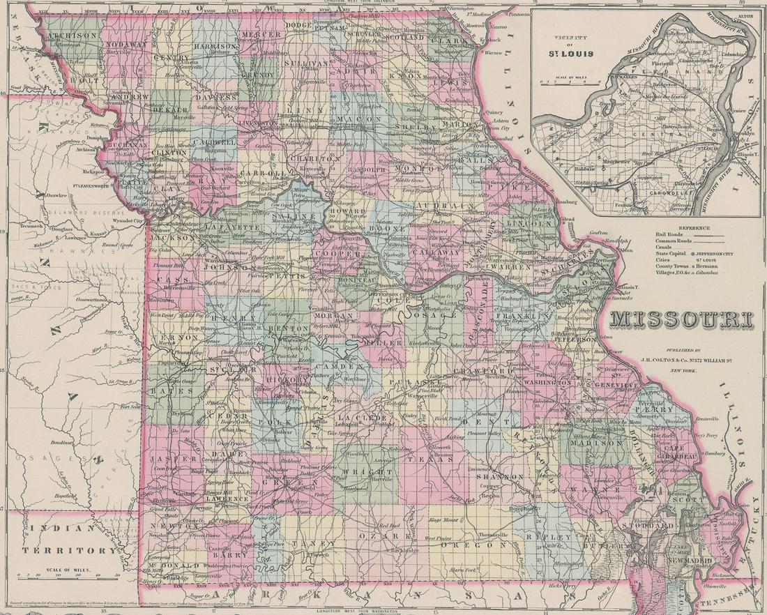 Colton's Missouri Map [Midwestern States] (1 of 3)