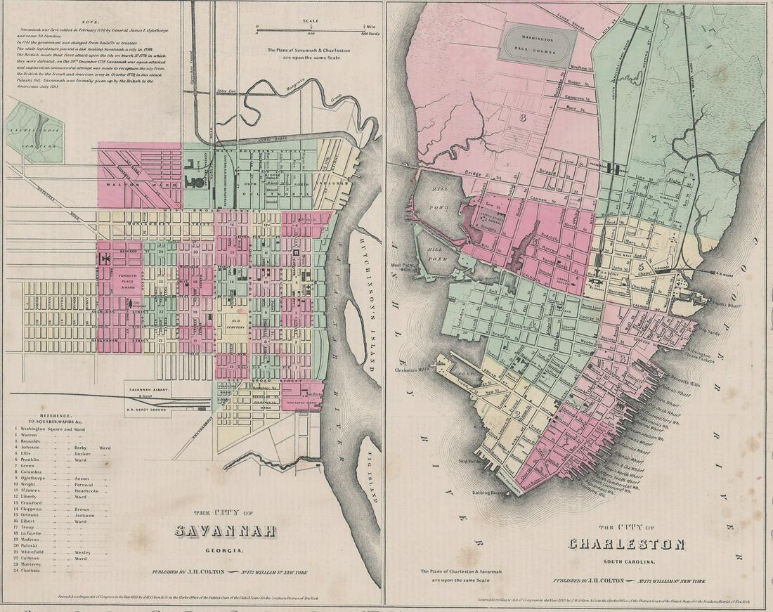 Colton's Savannah/Charleston Map [Southern Cities] (1 of 3)