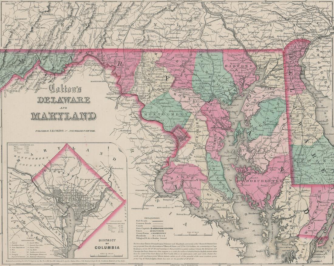 Colton's Delaware/Maryland Map [Southern States] (1 of 3)