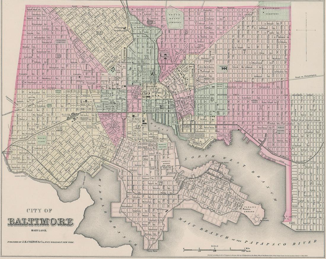 Colton's Baltimore Map [Southern Cities] (1 of 3)