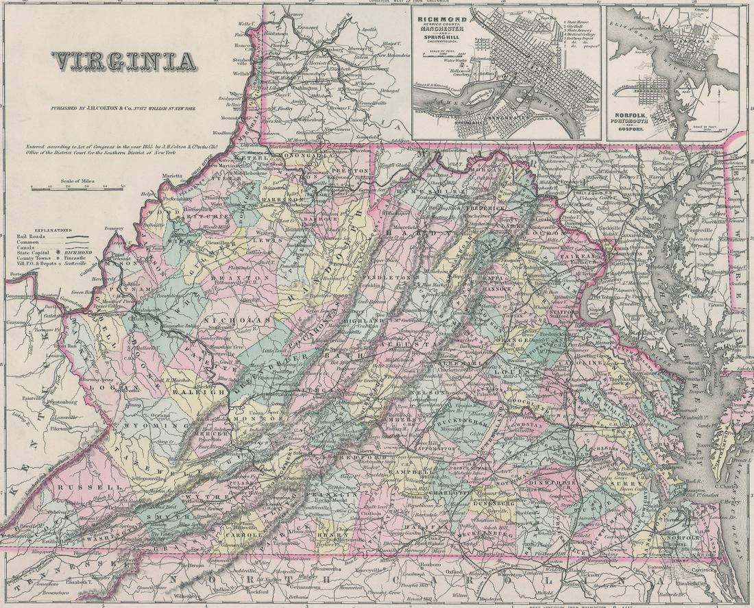 Colton's Virginia Map [Southern States] (1 of 3)