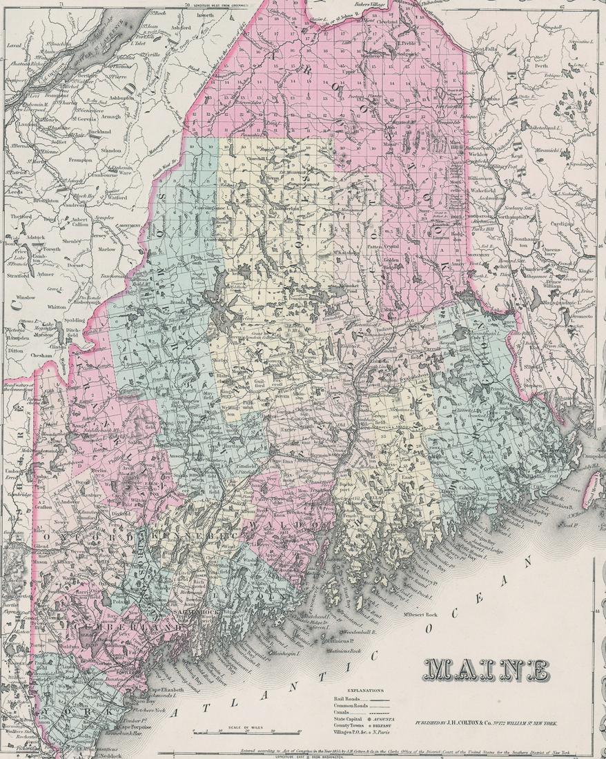 Colton's Maine Map [N. Atlantic States] (1 of 3)