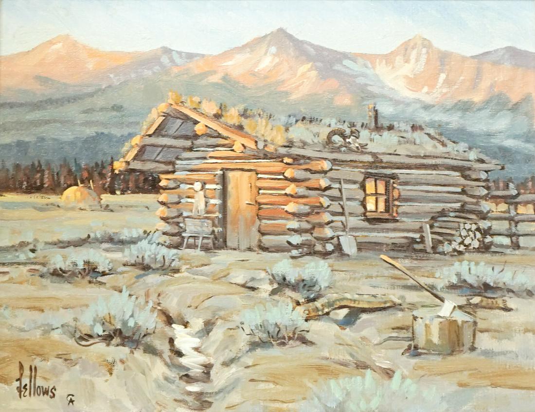 Fred Fellows (b.1934) Original Oil Painting: Fred Fellows (b.1934) framed original oil painting. Measures 11 in. x 14 in. image size and 19 in. x 22 in. framed. Signed lower left. Titled 'Fixin' Breakfast' verso. Signed and dated 'Fred Fellows,