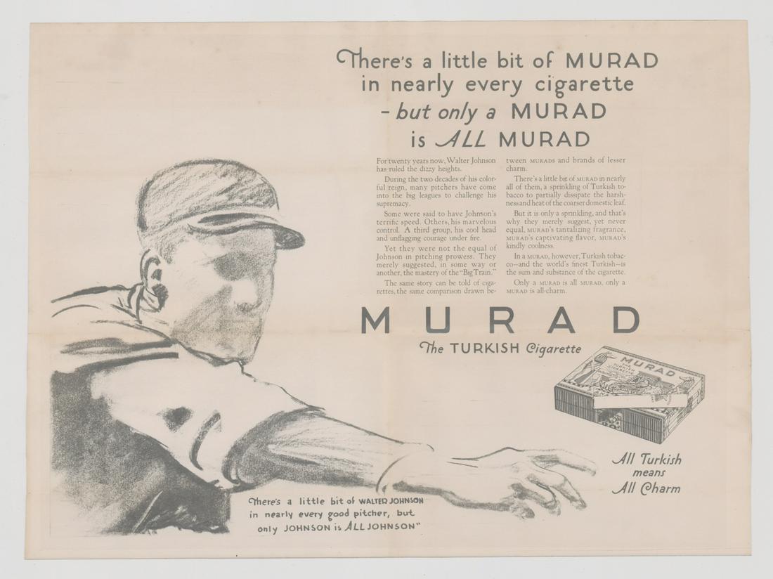 Circa 1927 Walter Johnson Murad Tobacco Poster (1 of 2)