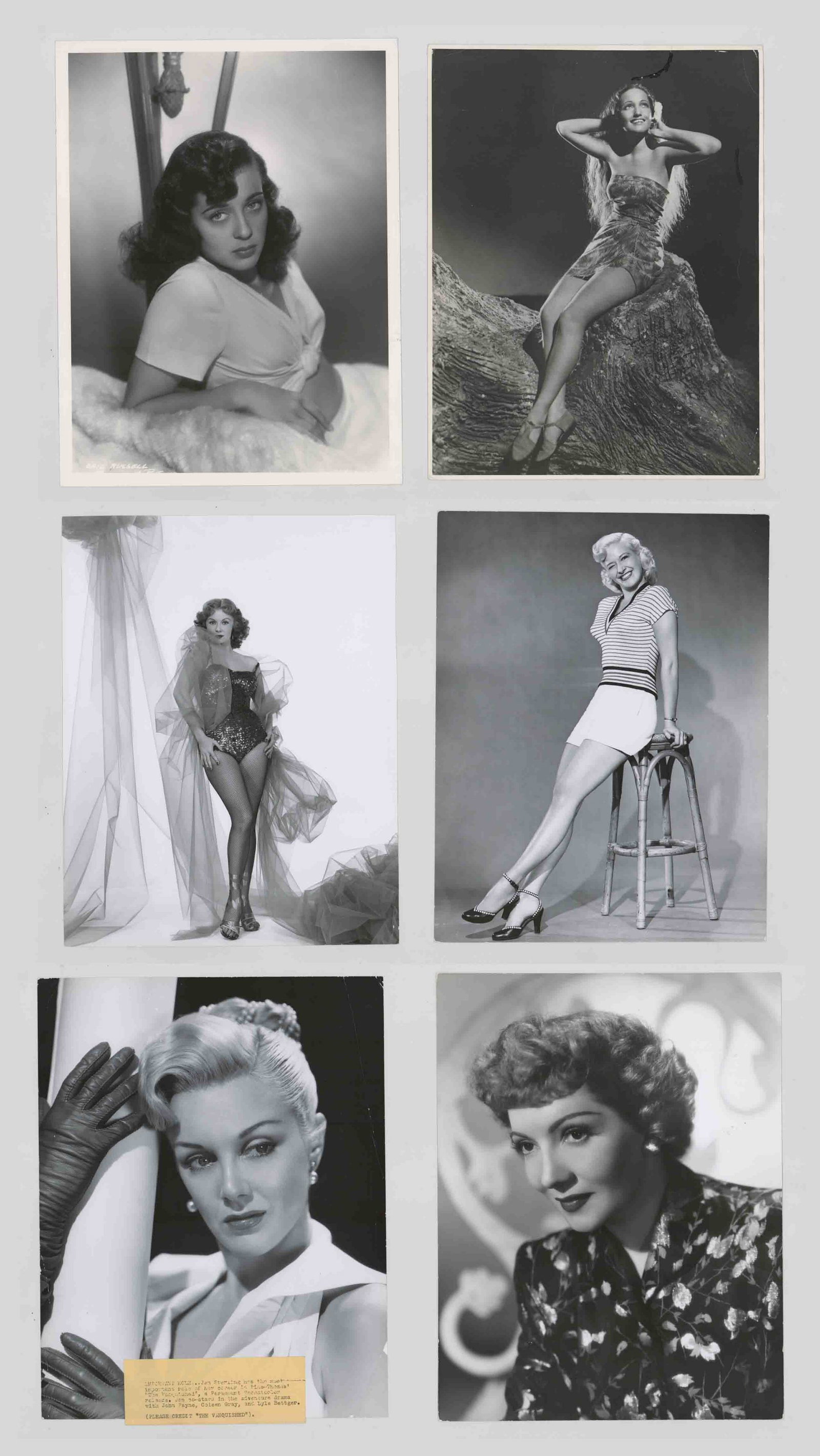 Actresses Oversized Publicity Photos (6): A group of actresses oversized vintage publicity photos (6). Double-weight black and white gelatin silver prints. They measure up to 14 in. x 11 in. with sizes varying. Provenance: Formerly the person