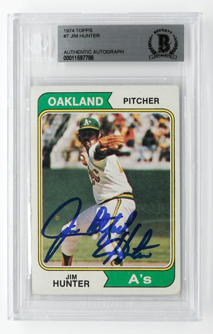 Jim 'Catfish' Hunter Autographed Baseball Card Dec 12, 2019 Grant Zahajko Auctions, LLC in WA