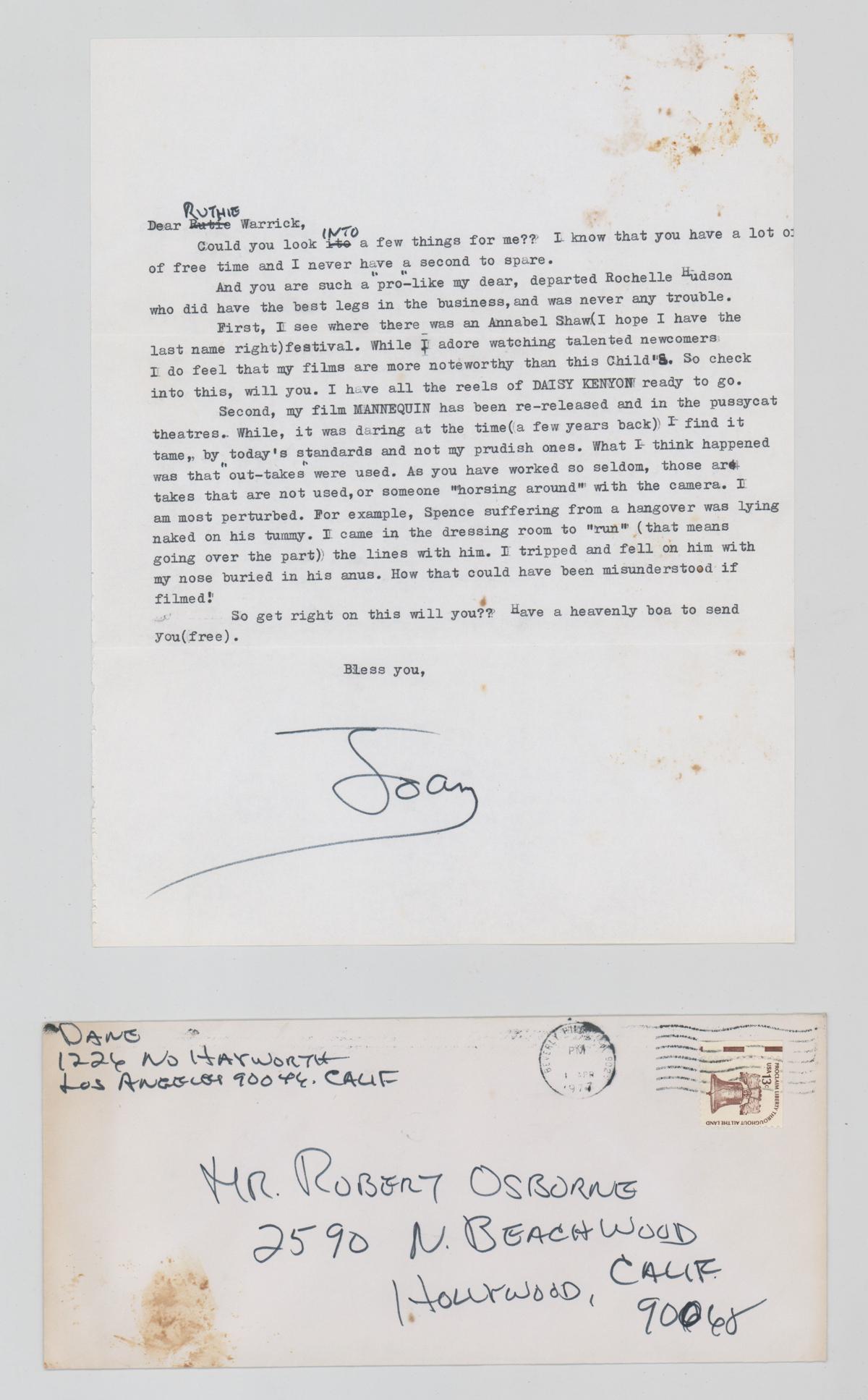 Joan Crawford Letter (1 of 2)
