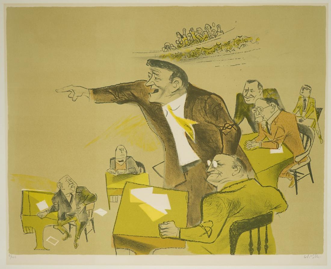 William Gropper Lithograph [Business Men]: William Gropper (New York 1897 - 1977) lithograph. Signed by artist in pencil lower right. Numbered '2/200' in pencil lower left. In VG/EX condition. Measures 18.5-in. x 23.625-in. image size, 22-in.