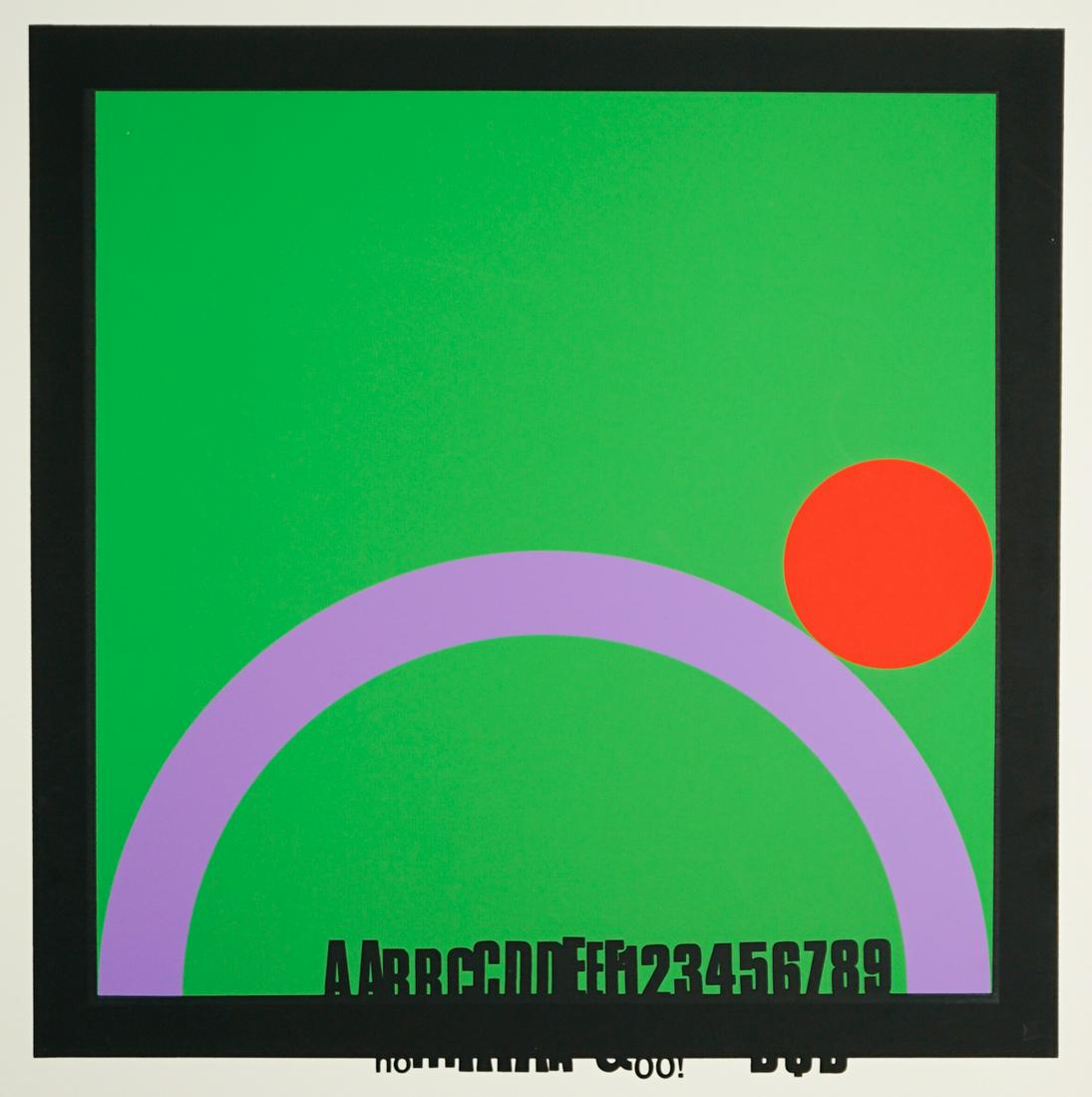 Eugenio Carmi Serigraph [Abstract, ABCDE123456789]: Eugenio Carmi (Italian 1920 - 2016) serigraph. Signed and dated ('68) by artist in pencil lower right of sheet. Numbered '85/100' in pencil lower left. Measures 18-in. x 17.75-in. image size, 27.625-i