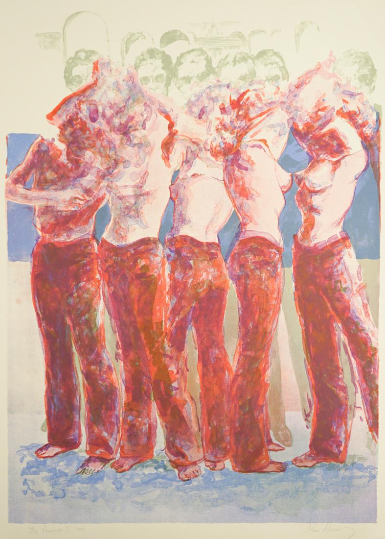 John Hardy Lithograph [Topless, Figures]: John Hardy (New York, Georgia 1923 - 2014) lithograph. Signed by artist in pencil lower right. Numbered, title and dated '152/275 Passage I 1981' in pencil lower left. Measures 27.5-in. x 19.875-in. i