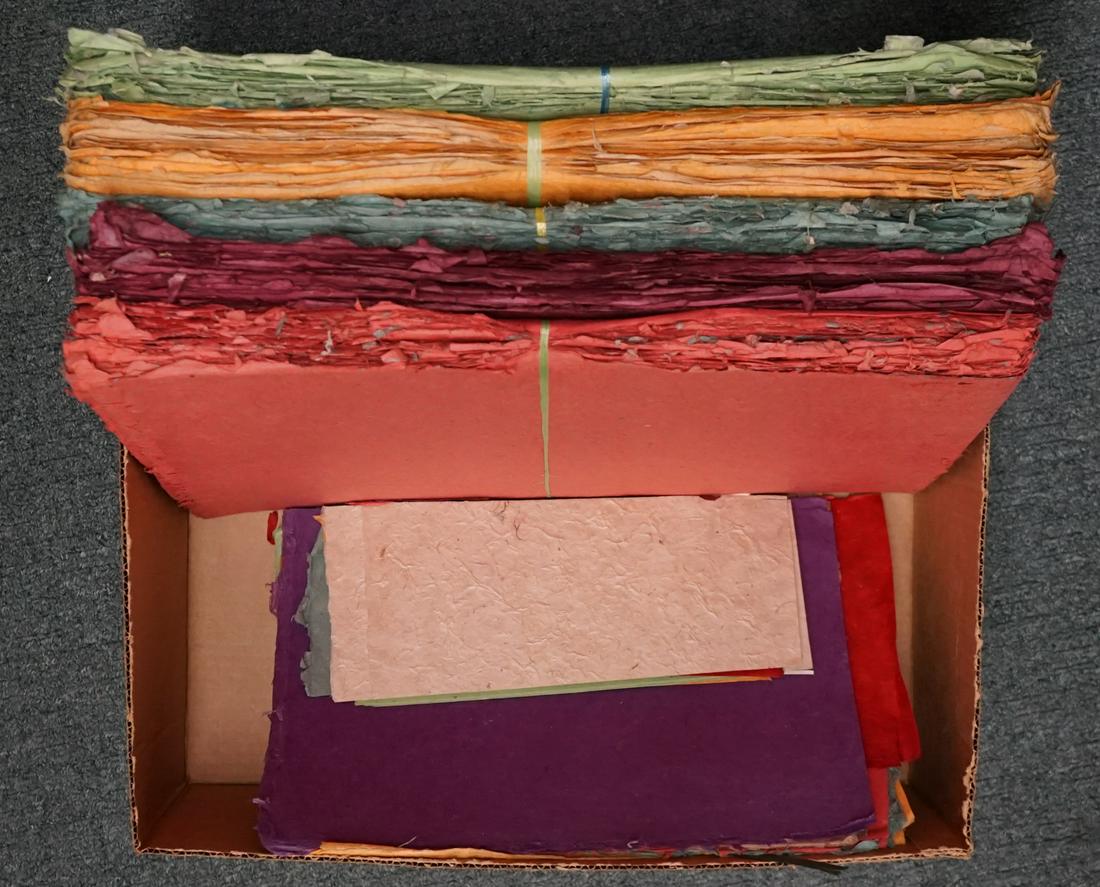 Assorted Decorative Paper [Crafts, Scrap-booking]: Three-fourths (3/4th) full large box of assorted decorative paper ideal for crafts and scrap-booking projects. Most full-sized sheets, measuring approximately 20-in. x 16-in. Box measures 21-in. x 16.