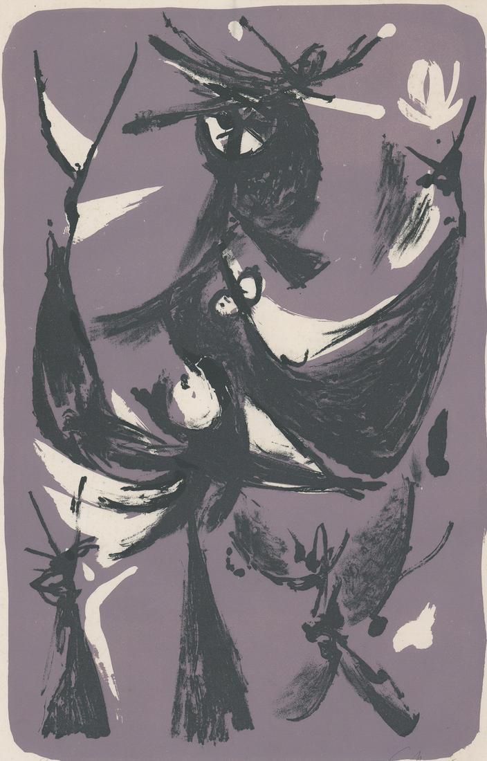 Seong Moy Color Woodcut [Abstract]: Seong Moy (Chinese, New York, Minnesota 1921 - 2013) color woodcut. Signed and dated 'S. Moy 52' in pencil lower right. Title 'Lady in Flight' in pencil lower left. Number '1/15' in pencil lower cente